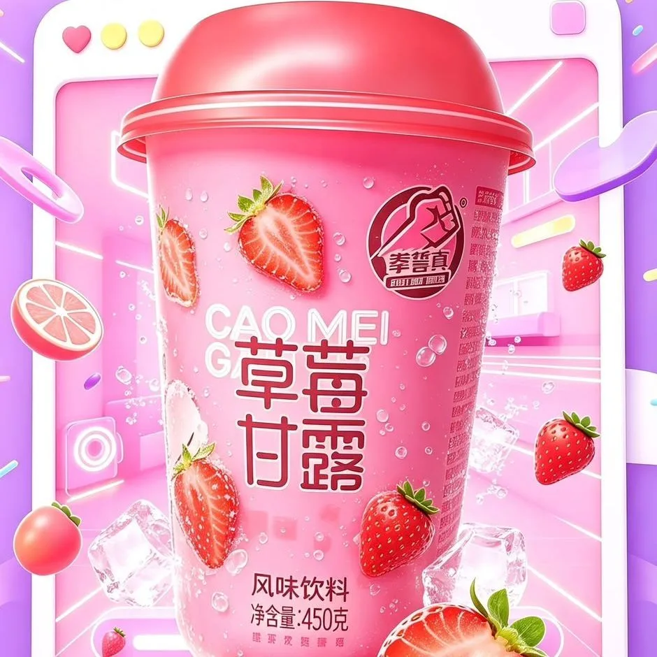 Vaso sabor a fresa con nata de coco